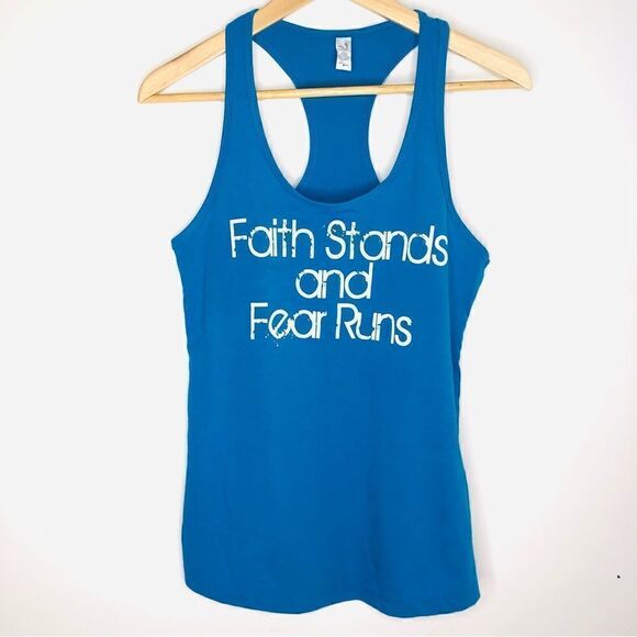 "Faith Stands and Fear Runs" Racerback Tank, Ideal T by Next Level - Picture 1 of 6